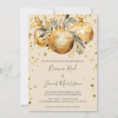 Goud Beige Kerstmis Bruiloft Kaart (Voorkant)