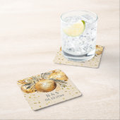 Goud Beige Kerstmis Bruiloft Kartonnen Onderzetters (Insitu)