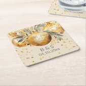 Goud Beige Kerstmis Bruiloft Kartonnen Onderzetters (Schuin)