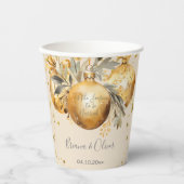 Goud Beige Kerstmis Bruiloft Papieren Bekers (Voorkant)