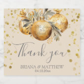 Goud Beige Kerstmis Bruiloft Sparkling Wijnetiket (Enkel label)