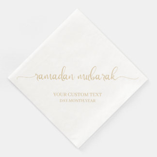 Goud Beige Ramadan Mubarak Kalligrafie Aangepast Servet
