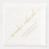 Goud Beige Ramadan Mubarak Kalligrafie Aangepast Servet (Voorkant)