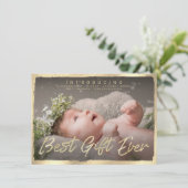 Goud Beste Cadeau Ooit Baby Foto Geboorteaankondig Kaart (Staand voorkant)