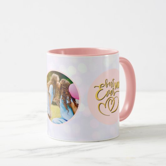 Goud Beste Mam Ooit Foto Moederdag Two-Tone C Mok (Voorkant rechts)