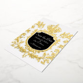 Goud Bewaar de datum, bruiloft, Folie Uitnodiging (Gedraaid)