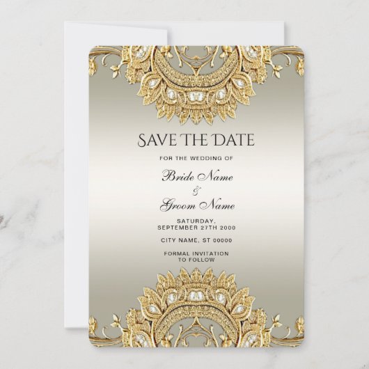 Goud  Bewaar de datum Save The Date (Voorkant)