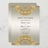 Goud  Bewaar de datum Save The Date (Voorkant / Achterkant)