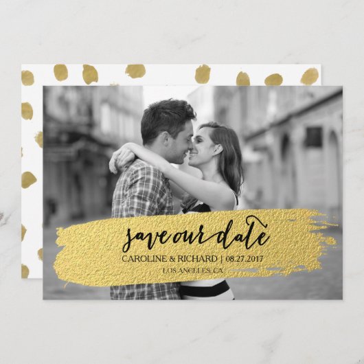 GOUD | BEWAREN VAN DE DATUM SAVE THE DATE (Voorkant / Achterkant)