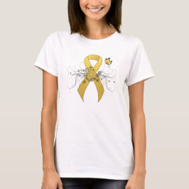 Goud bewustzijn Koolstof met vlinder T-shirt