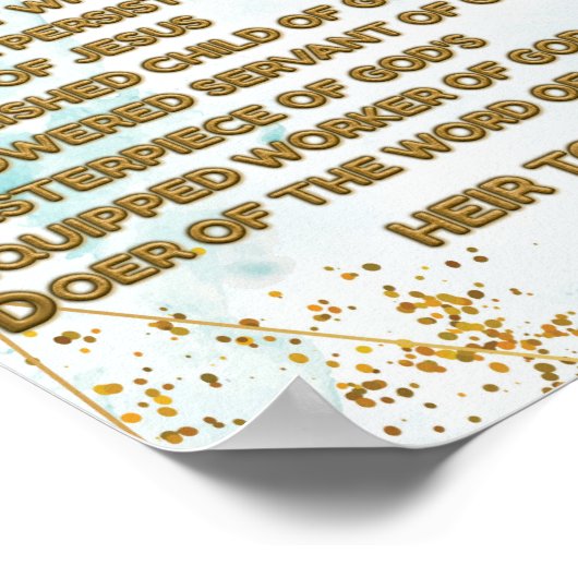 Goud Bijbelse Bevestigingen Acrostiek w_Schrift 3 Poster (Hoek)