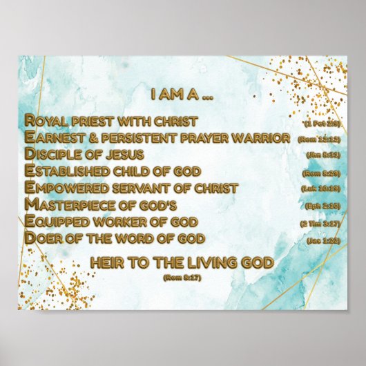 Goud Bijbelse Bevestigingen Acrostiek w_Schrift 3 Poster (Voorkant)