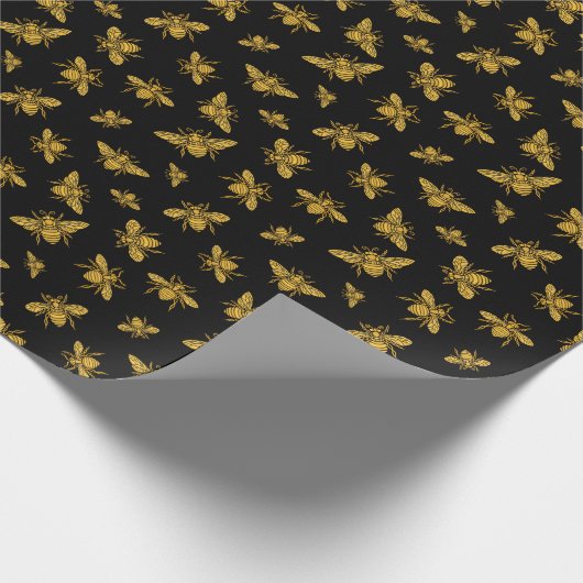 Goud bijenpakpapier cadeaupapier (Hoek)