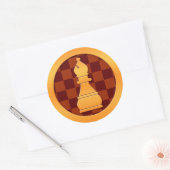 Goud bisschop schaakstuk ronde sticker (Envelop)