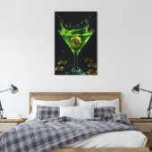 Goud Bitcoin Neon Groene Martini Ingelijst Canvas Afdruk (Insitu (Slaapkamer))