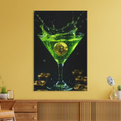 Goud Bitcoin Neon Groene Martini Ingelijst Canvas Afdruk (Insitu (Woonkamer))