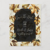 Goud Bladeren Amandelen & Beige Black Glam Fall We Aankondigingskaart (Voorkant)