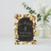 Goud Bladeren Amandelen & Beige Black Glam Fall We Aankondigingskaart (Staand voorkant)