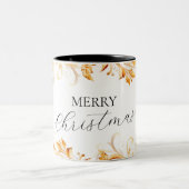 Goud Bladgroen Eenvoudig Kerstmis Tweekleurige Koffiemok (Center)