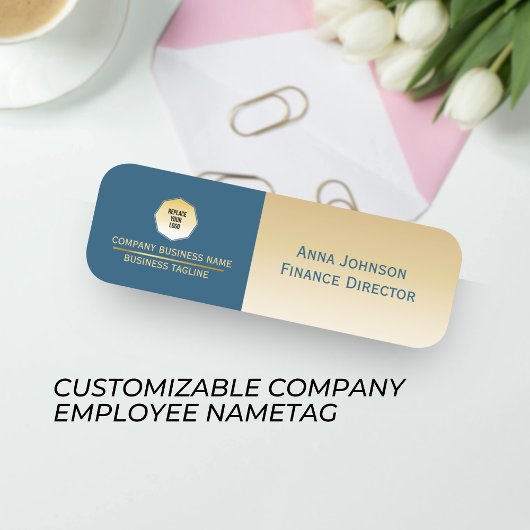 Goud & Blauw, Aangepast Gepersonaliseerd Bedrijf M Naamplaatje
