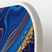 Goud Blauw Aangepaste Naam Monogram Pickleball Pad Paddle (Links Detail)