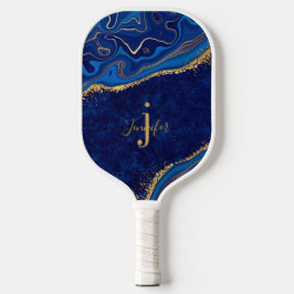 Goud Blauw Aangepaste Naam Monogram Pickleball Pad Pickleball Paddle