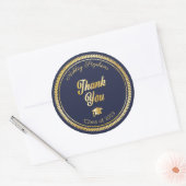 Goud | Blauw Afstudeerder Pet klasse 2023 Dank u w Ronde Sticker (Envelop)
