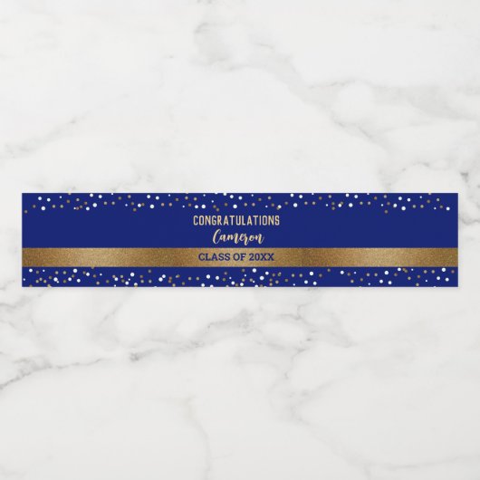 Goud Blauw Afstuderen  Klasse van 2024 Waterfles Etiket (Enkel label)