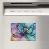 Goud Blauw Aqua Paars Bloem Bruids Bruiloft Magneet (Insitu (Vaatwasser))