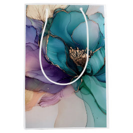 Goud Blauw Aqua Paars Bloem Medium Cadeauzakje