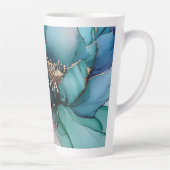 Goud Blauw Aqua Paarse Bloem Bruiloft Latte Mok (Rechts)