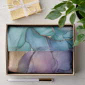 Goud Blauw Aqua Paarse Bloem Tissuepapier (Geschenk)