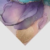 Goud Blauw Aqua Paarse Bloem Tissuepapier (Detail)