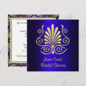 Goud & Blauw Art Deco Damask Vrijgezellenfeest 2 Kaart (Voorkant / Achterkant)