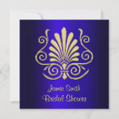 Goud & Blauw Art Deco Damask Vrijgezellenfeest 2 Kaart (Voorkant)