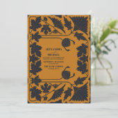 Goud Blauw Art Nouveau Bruiloft Kaart (Staand voorkant)