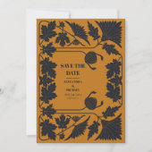 Goud Blauw  Art Nouveau Bruiloft Save The Date (Voorkant)