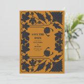 Goud Blauw  Art Nouveau Bruiloft Save The Date (Staand voorkant)