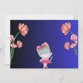Goud Blauw Ballerina Kat Kids Verjaardagsfeest Kaart (Achterkant)