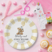 Goud blauw beer ballon baby shower papier bord (Feest)