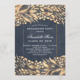 Goud Blauw Blauw Modern Graduation Party Kaart