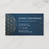 Goud & Blauw Bloem van het leven, Reiki, Channelin Visitekaartje (Achterkant)