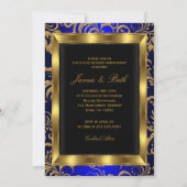 Goud Blauw Bloemstuk Foto 50ste Huwelijksverjaarda Kaart (Achterkant)