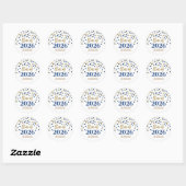 Goud Blauw Confetti Afstuderen 2026 Ronde Sticker (Vel)