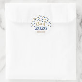 Goud Blauw Confetti Afstuderen 2026 Ronde Sticker (Tas)