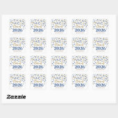 Goud Blauw Confetti Afstuderen 2026 Vierkante Sticker (Vel)