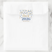 Goud Blauw Confetti Afstuderen 2026 Vierkante Sticker (Tas)
