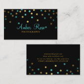 Goud & Blauw Confetti Visitekaartje (Voorkant / Achterkant)