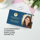 Goud & Blauw, Custom Company Logo en Personeel Fot Naambadge