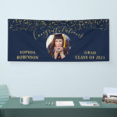 Goud Blauw Custom Foto Graduation Party Spandoek (Beurs)